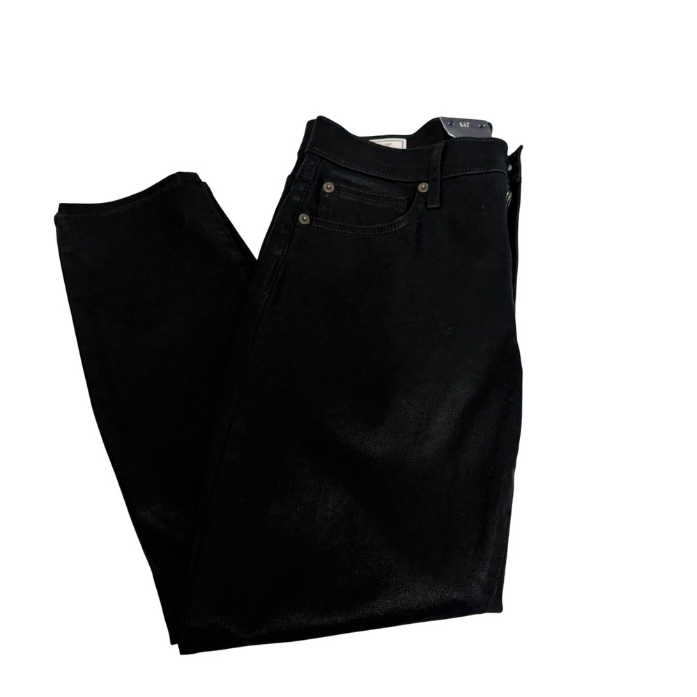 Gap True Skinny Mid Rise Coated Jeans Womens 30 10P Black Petite Waxed Denim